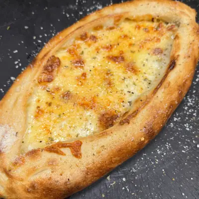 Boat shaped cheesy bread